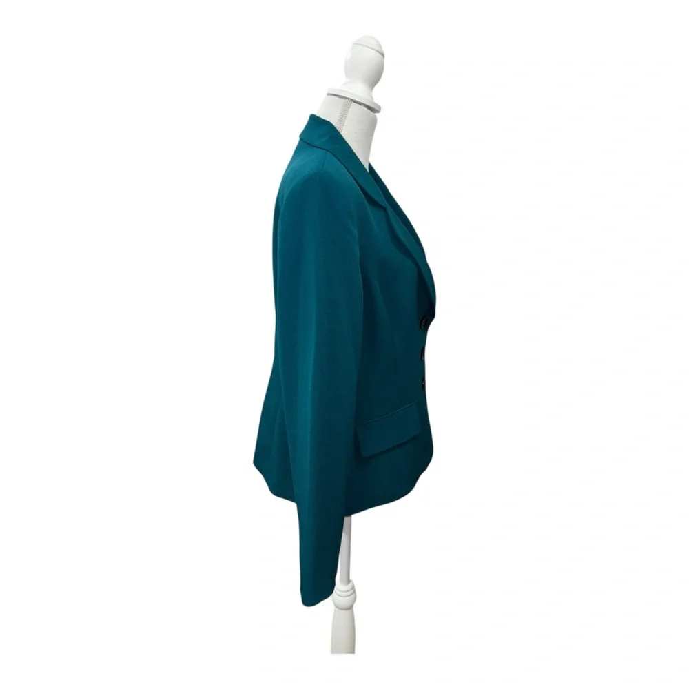 NWT Kasper‎ Womens Sz 14 Teal Peacock Lined Button Blazer Jacket Career Suit $99 - Picture 3 of 13